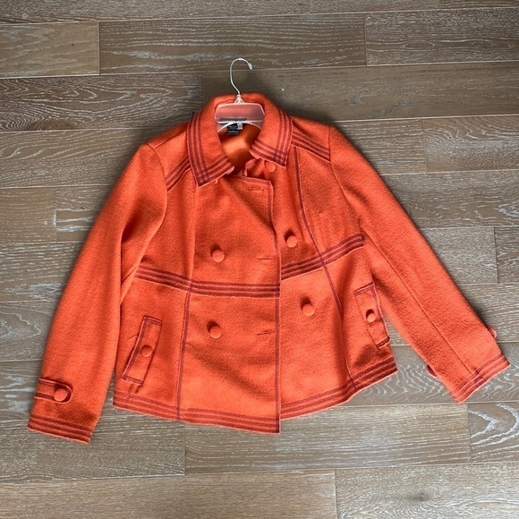 Robert Louis Fall Wool Blend Pea Coat | Orange | L - Picture 1 of 6
